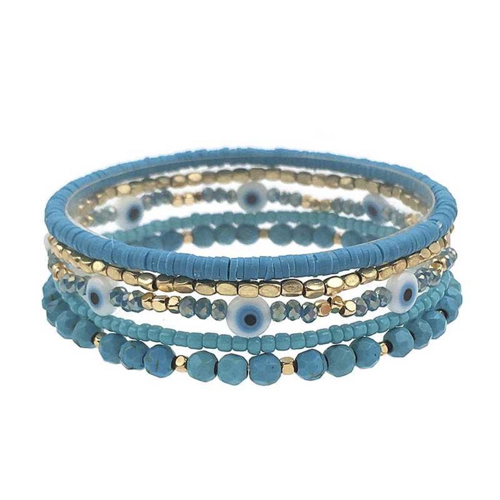 Multi Layer Metal Bead Eye Bracelet